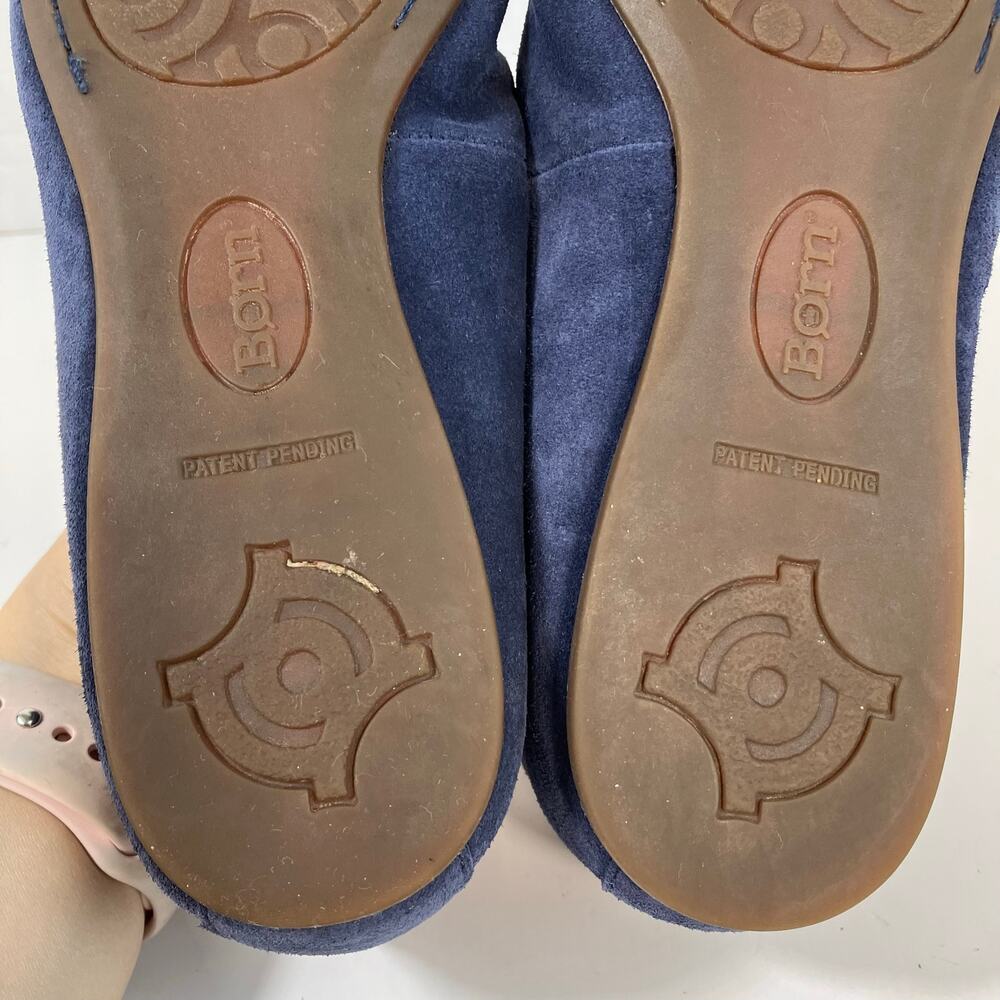 Born Beca Sz 7.5 Suede Slip-On Ballet Flats Blue Comfy Padded Insole - Picture 16 of 16